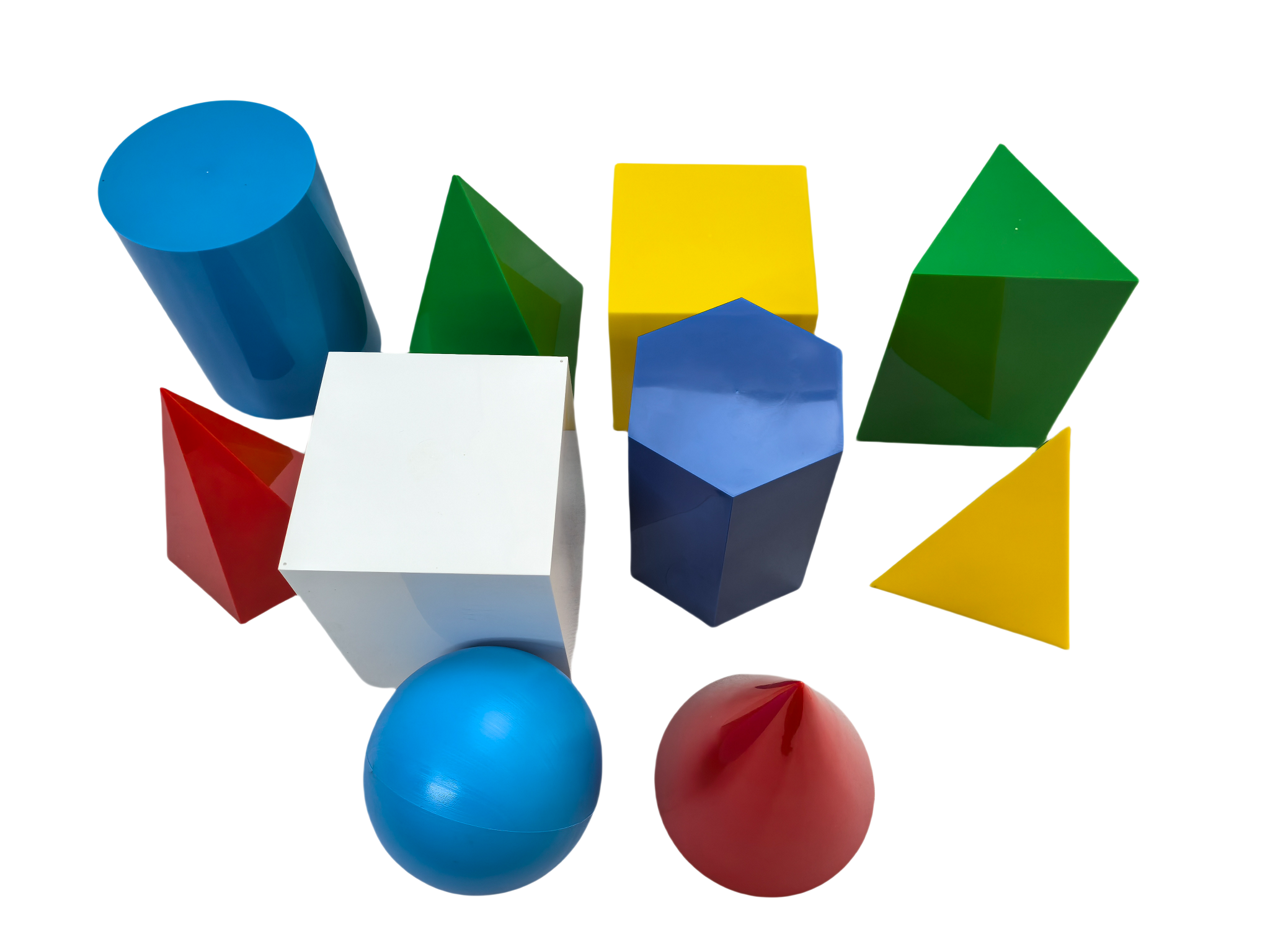 Ensemble de modèles de géométrie en plastique 10 pièces, blocs de solides géométriques, ensemble de formes géométriques