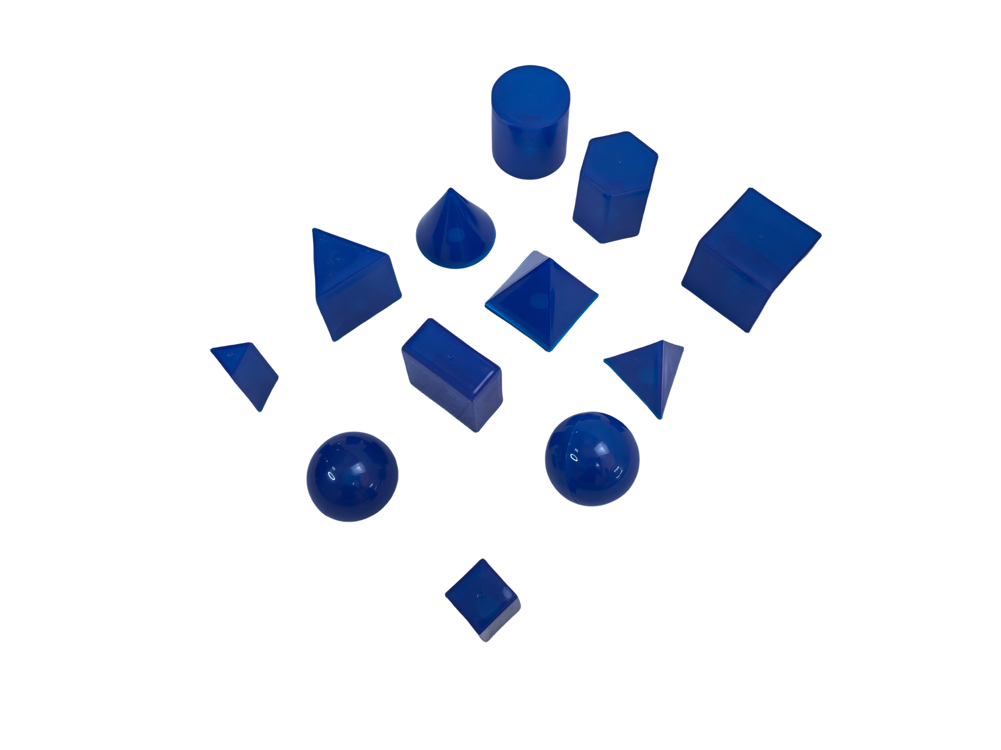 Ensemble de modèles solides géométriques 3D transparents de 12 pièces